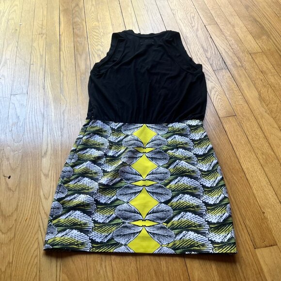 ARTELIER Nicole Miller Size 8 Black Yellow White Geometric Blouson Pencil Dress - Picture 11 of 13